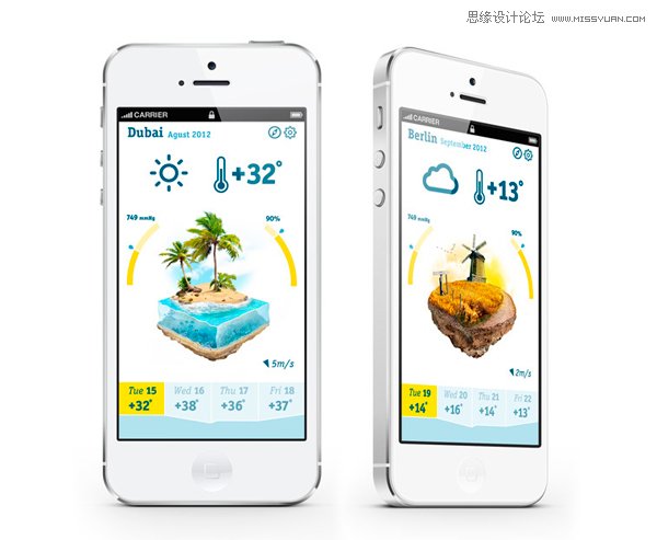 49款优秀的天气类APP界面设计欣赏 - 思缘教程