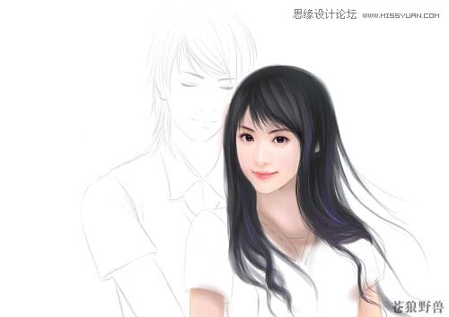 Painter结合数位板绘制漂亮的卡通情侣