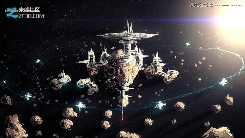 3DMAX模仿地心引力制作太空空间站