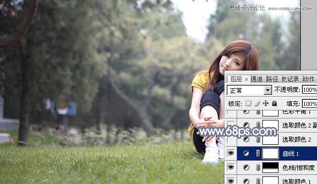 Photoshop调出草地美女甜美的肉色效果