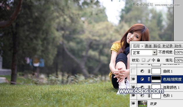 Photoshop调出草地美女甜美的肉色效果