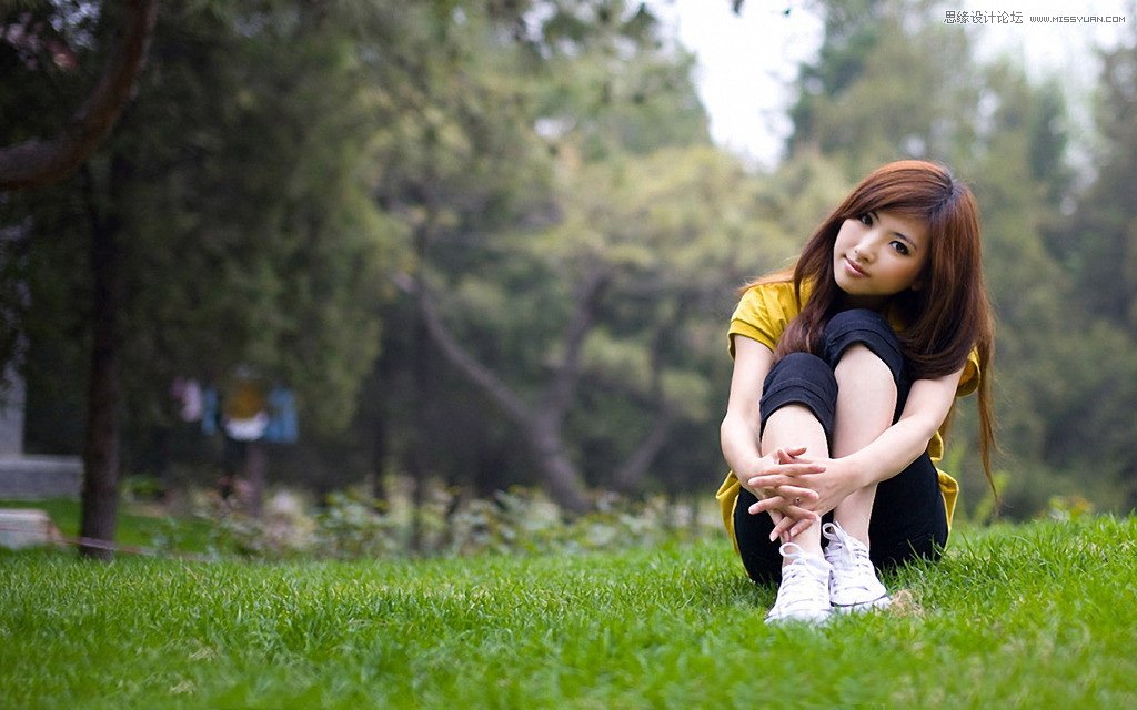 Photoshop调出草地美女甜美的肉色效果