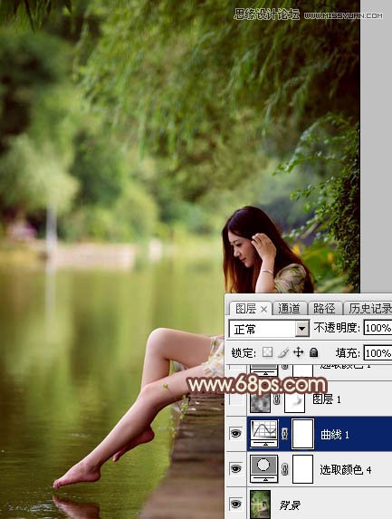 Photoshop调出江边美女唯美的淡黄肤色