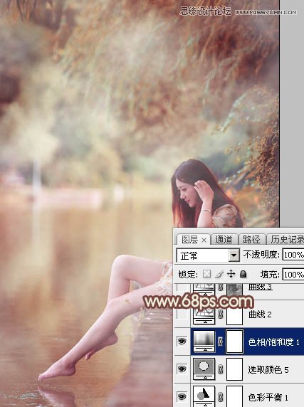 Photoshop调出江边美女唯美的淡黄肤色