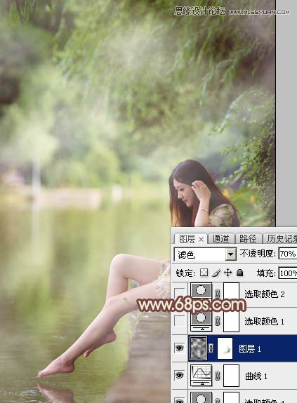 Photoshop调出江边美女唯美的淡黄肤色