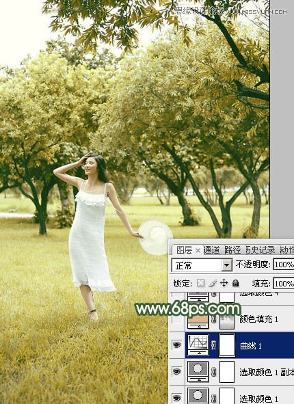 Photoshop调出夏季公园女孩怀旧效果