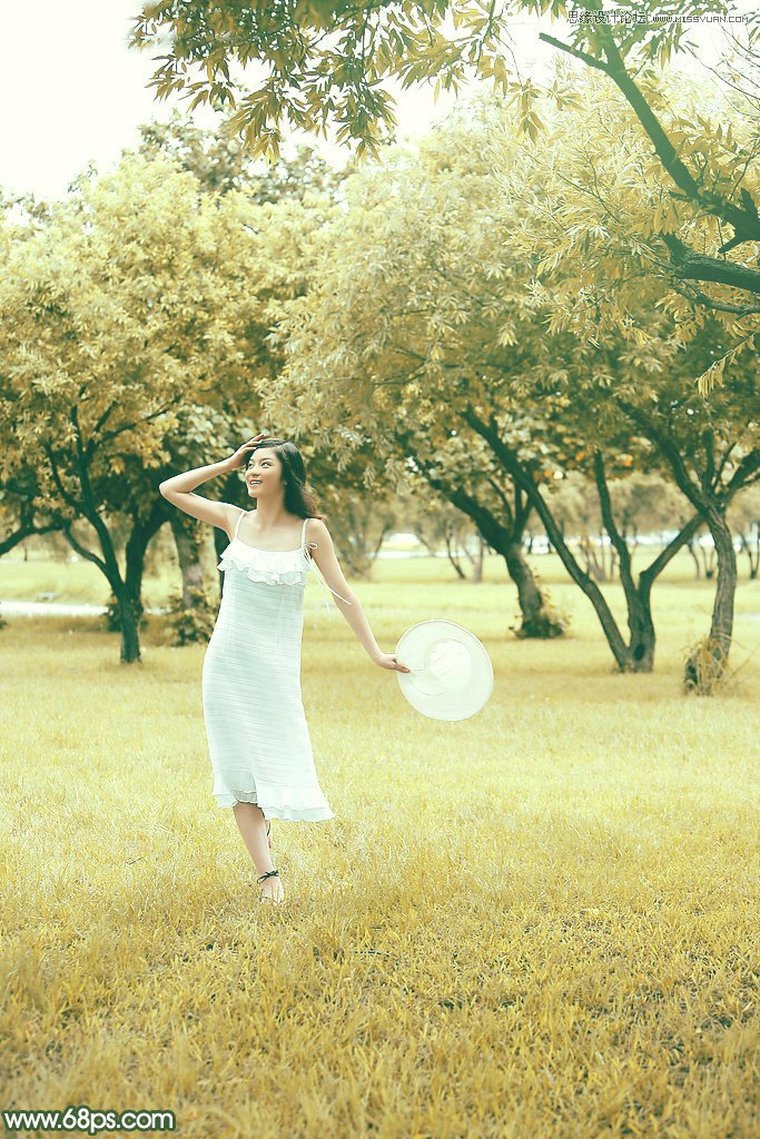 Photoshop调出夏季公园女孩怀旧效果