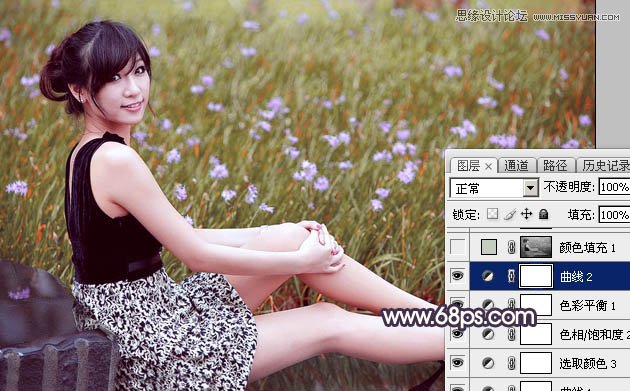 Photoshop调出春季花园美女淡淡冷色效果