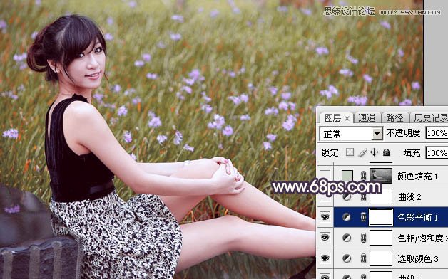 Photoshop调出春季花园美女淡淡冷色效果