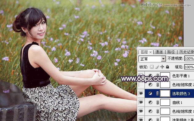 Photoshop调出春季花园美女淡淡冷色效果