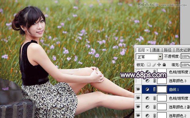 Photoshop调出春季花园美女淡淡冷色效果