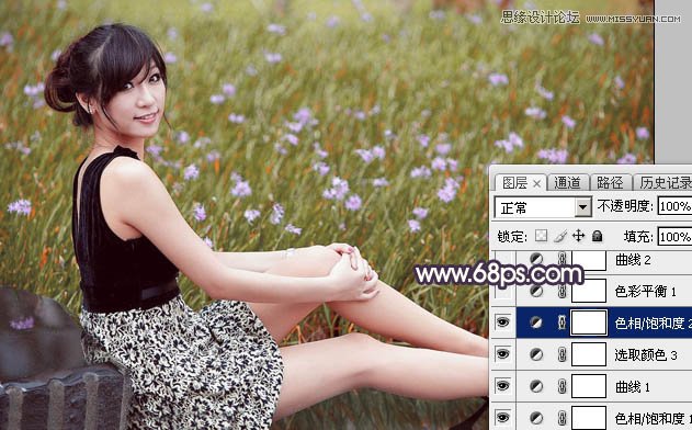 Photoshop调出春季花园美女淡淡冷色效果