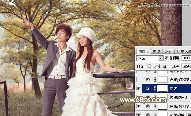 Photoshop调出公园写真照片秋季暖色调