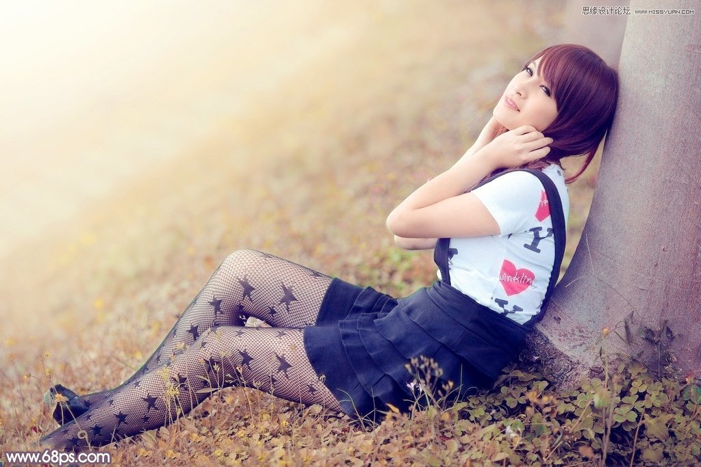 Photoshop调出公园美女日系淡雅效果