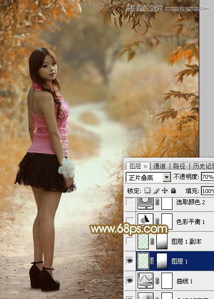 Photoshop调出人像照片秋季淡黄色调