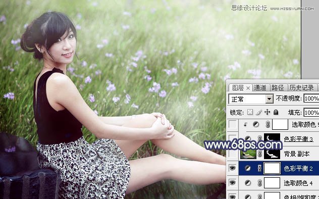 Photoshop调出草地女孩清新朦胧效果