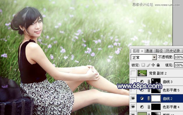 Photoshop调出草地女孩清新朦胧效果