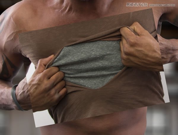 Photoshop合成超酷的男人撕开胸部皮肤