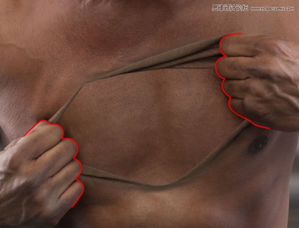Photoshop合成超酷的男人撕开胸部皮肤