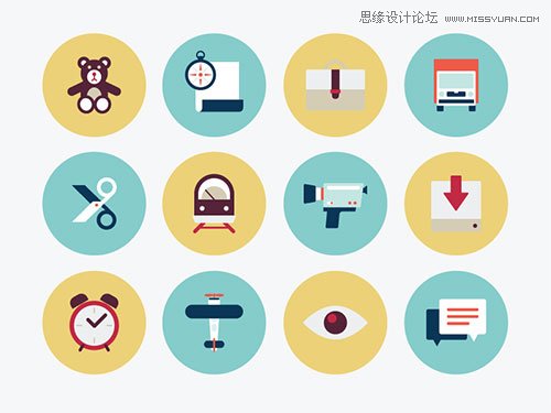 扁平化图标 icon 25套复古风的扁平化风格免费图标素材