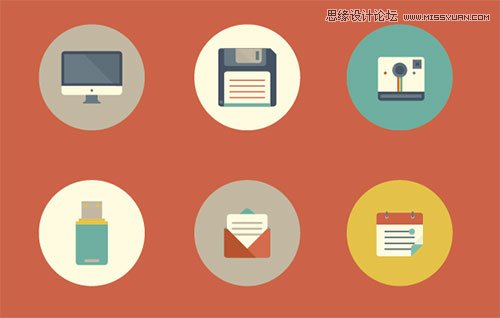 扁平化图标 icon 25套复古风的扁平化风格免费图标素材