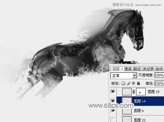 Photoshop制作创意水墨骏马效果图