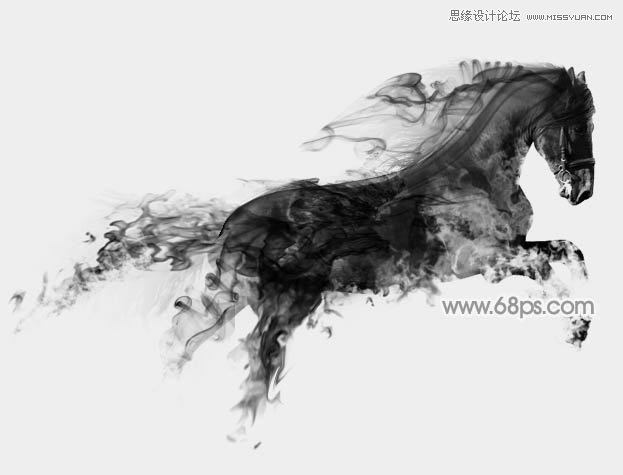 Photoshop制作创意水墨骏马效果图