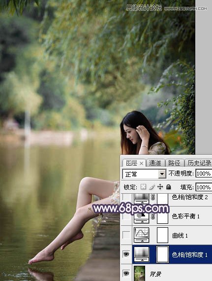 Photoshop调出河边女孩唯美紫色效果