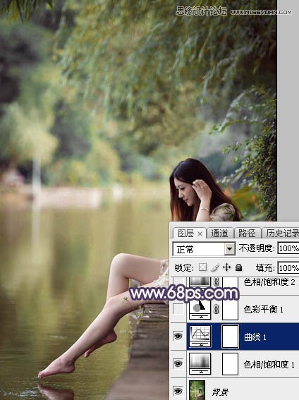 Photoshop调出河边女孩唯美紫色效果