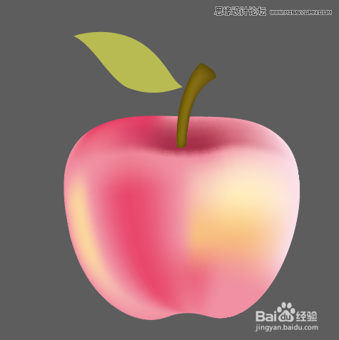 Illustrator网格工具制作逼真的红苹果教程