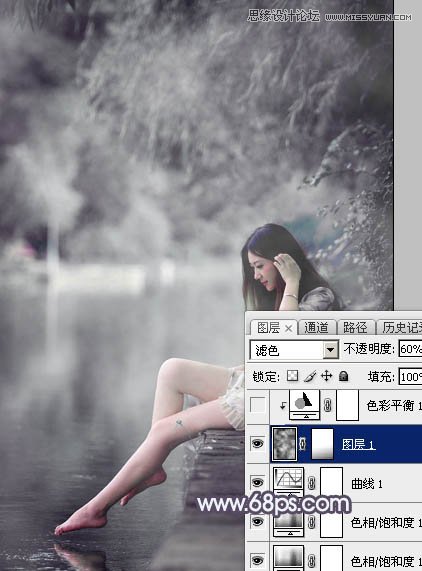 Photoshop调出河边女孩中性冷色效果