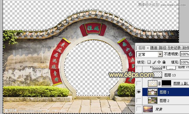 Photoshop把乱七八糟的拱门美化处理