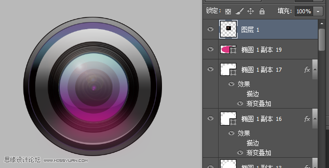 Photoshop绘制时尚质感的数码相机镜头