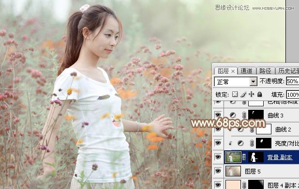Photoshop调出鲜花里美女照片暖色效果