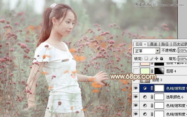 Photoshop调出鲜花里美女照片暖色效果