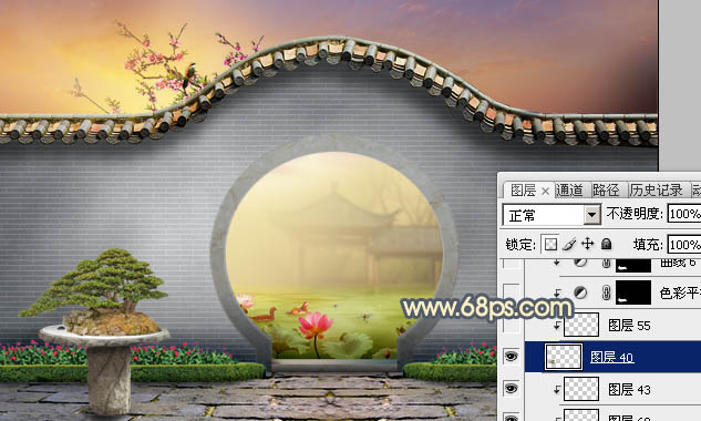 Photoshop合成中国风意境园林效果图