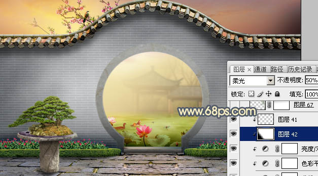 Photoshop合成中国风意境园林效果图
