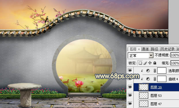 Photoshop合成中国风意境园林效果图