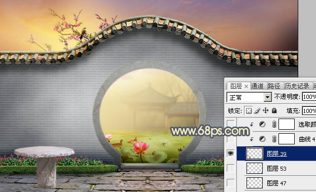 Photoshop合成中国风意境园林效果图