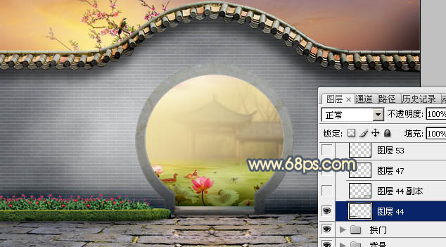 Photoshop合成中国风意境园林效果图