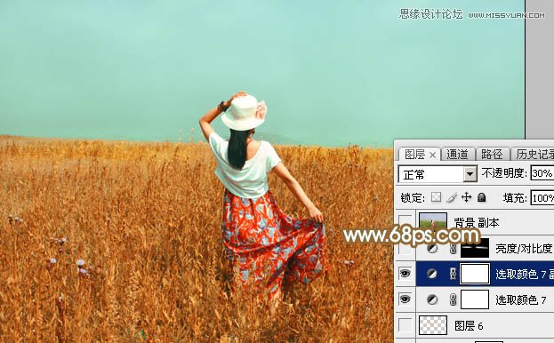 Photoshop调出外景人像秋季淡黄色调