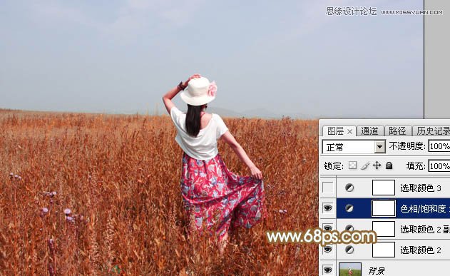 Photoshop调出外景人像秋季淡黄色调