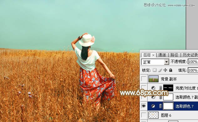 Photoshop调出外景人像秋季淡黄色调