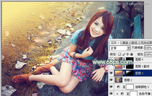 Photoshop给公园女孩添加唯美逆光效果
