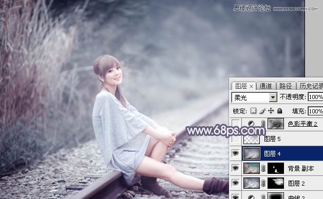 Photoshop调出果子照片唯美的紫色效果
