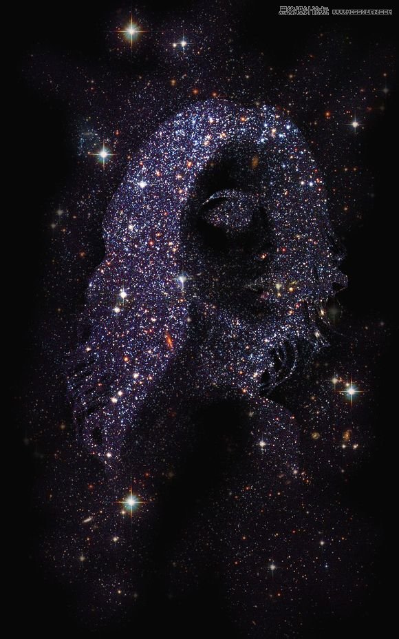 Photoshop制作梦幻星空组成的人像效果图