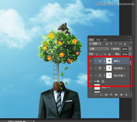 Photoshop合成创意的长在人像上的树木