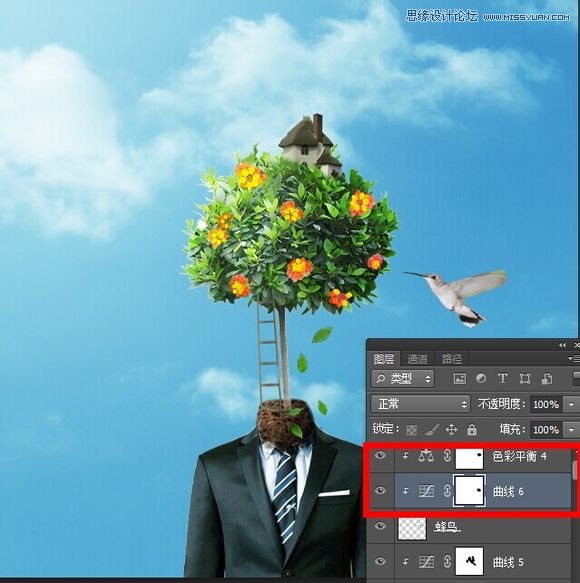 Photoshop合成创意的长在人像上的树木