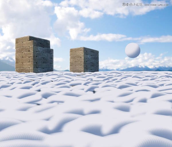 Photoshop给建筑物添加冬季积雪效果图