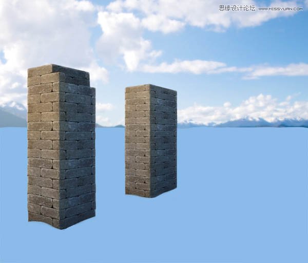 Photoshop给建筑物添加冬季积雪效果图